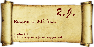 Ruppert János névjegykártya
