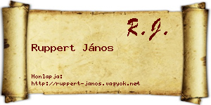 Ruppert János névjegykártya